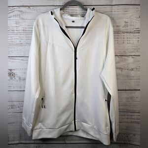 NWT White Zip-Up Hoodie Mens Size 2X Aero Dry Longsleeve Quick Dry Pockets
